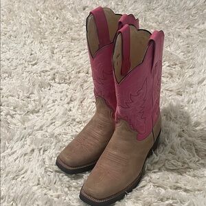 Pink and Tan Women's Western Boots